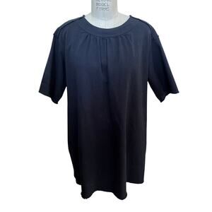 AVN Italian Black Denim Mini T-Shirt Dress Size 42/ US 10 Large